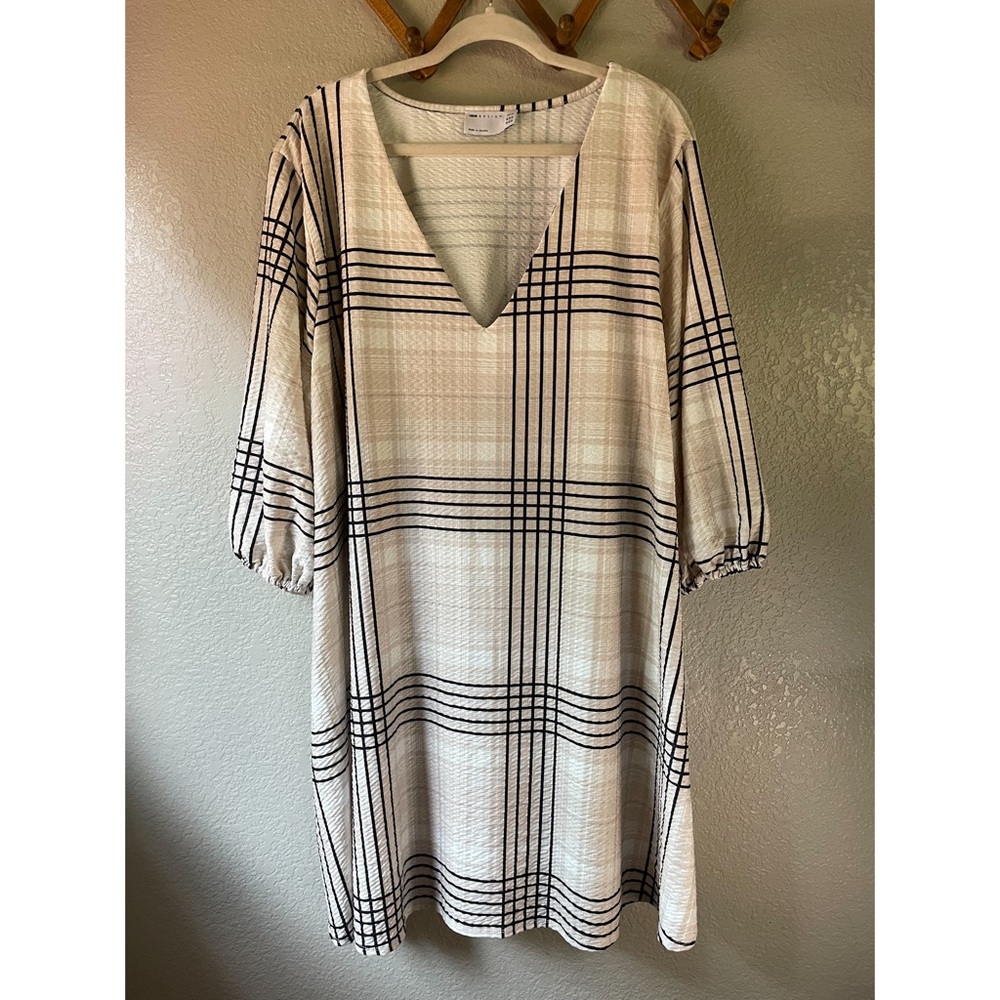 ASOS Design Curve Womens Textured V Neck Mini Swing Dress US 22 Plus